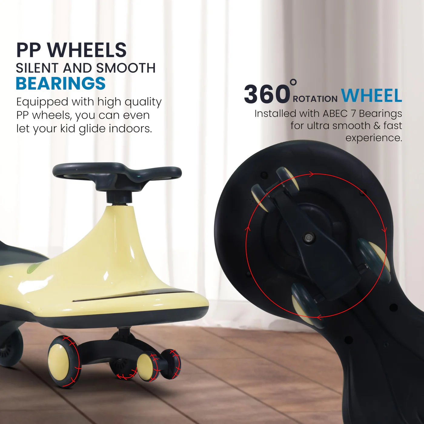 Baybee Trix Go Kids Magic Swing Cars for Kids-Yellow Baybee Trix Go Kids Magic Swing Cars for Kids-Yellow