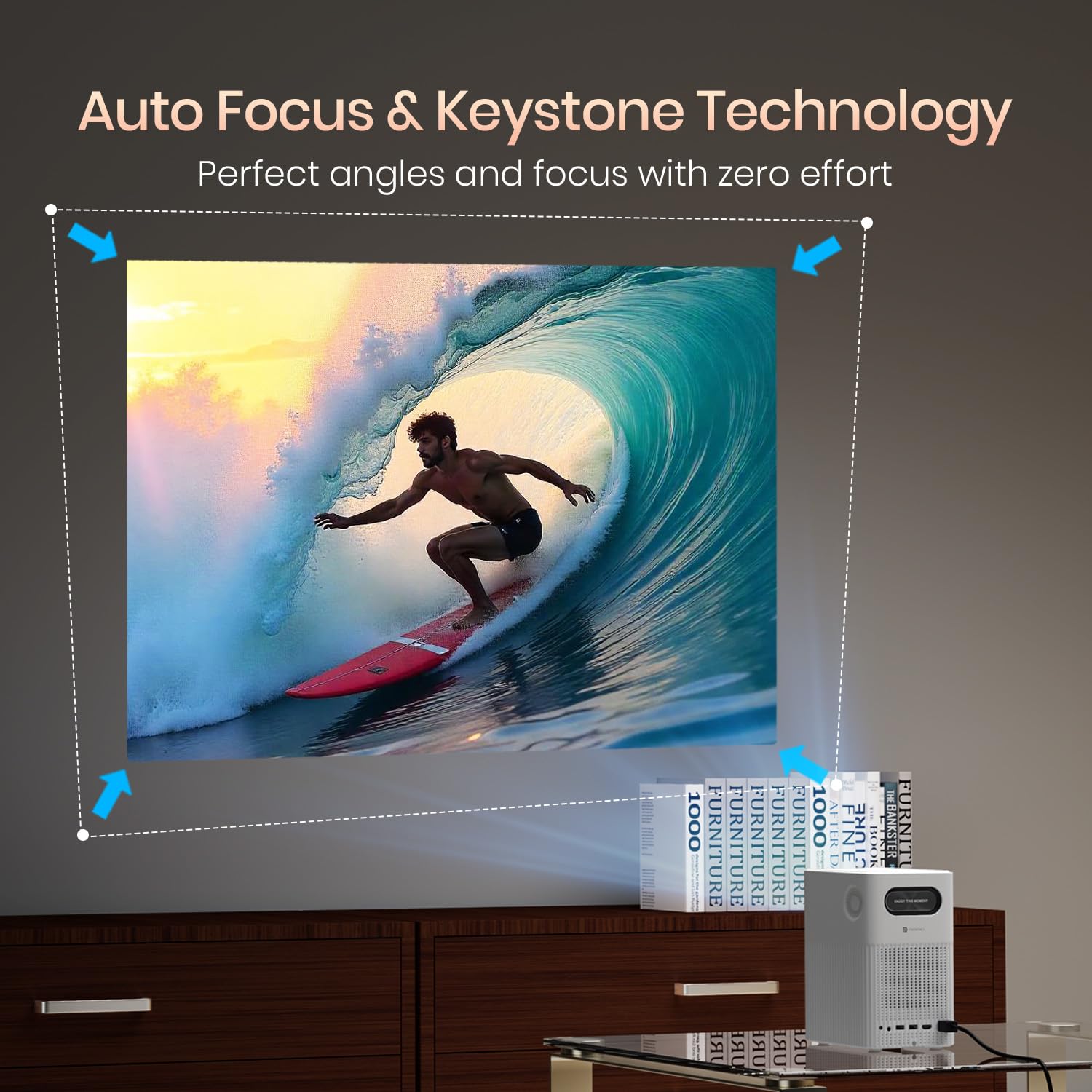 Portronics Beem 500 Projector – 8K Support, 1080p Full HD, Compact Design | Vibrant Colors, Built-in Speakers | Ideal for Home, Gaming & Presentations