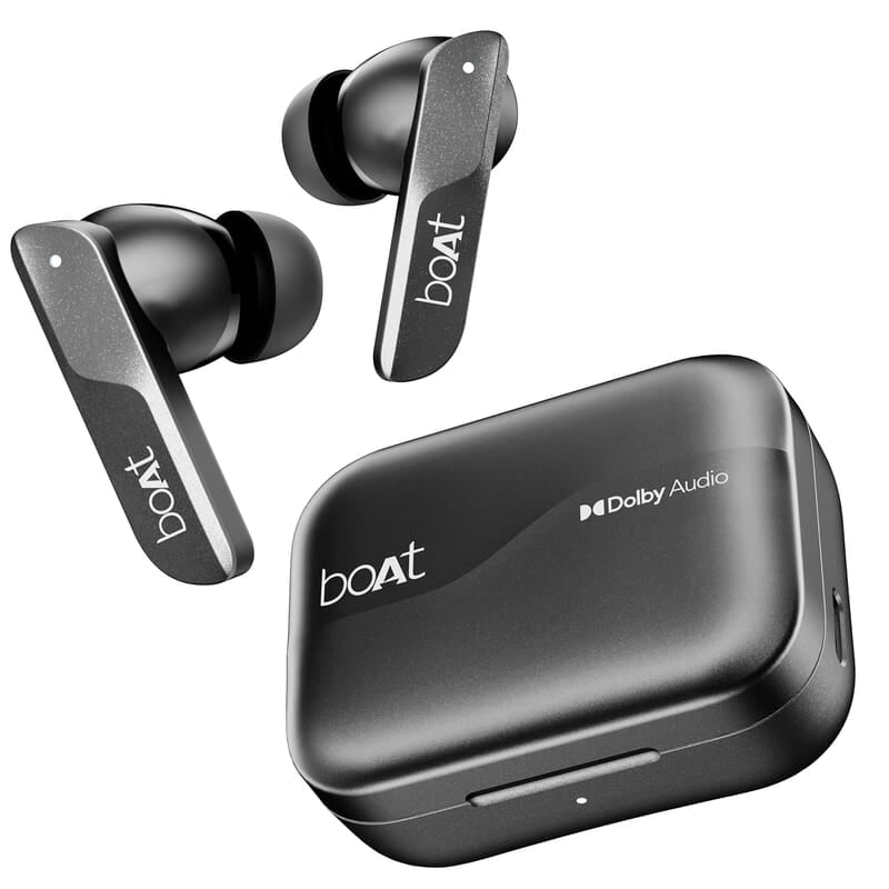 boAt Airdopes 800 True Wireless in Ear Ear Buds w/Dolby Audio, Adaptive EQ by Mimi, 40 Hours Playback, 4 Mics w/AI-ENx™, in-Ear Detection & Hearables App Support