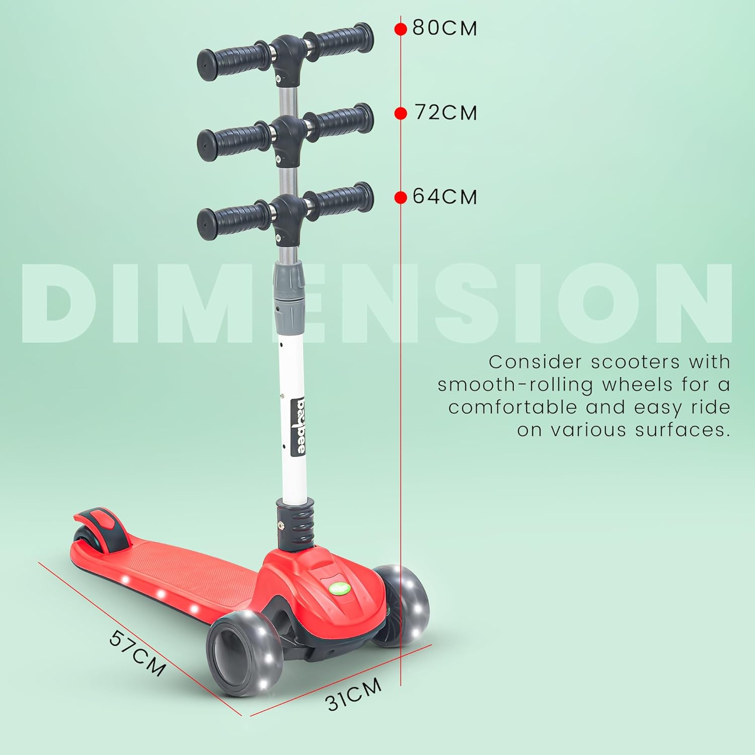 Baybee Phantom Skate Scooter for Kids, Foaldble 3 Wheel Kids Scooter with 3 Height Adjustable- Red Baybee Phantom Skate Scooter for Kids, Foaldble 3 Wheel Kids Scooter with 3 Height Adjustable- Red