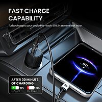 Portronics 20W Type-C PD Car Charger Fast Charging for iPhones & Android Devices Black