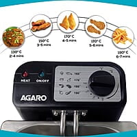AGARO Marvel 1700-Watt Deep Fryer with 2-Litre Capacity and 3 Temperature Settings, Deep Fat Fryer