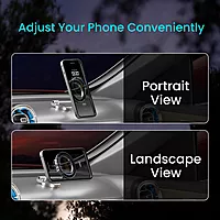 Portronics Mogun 3 Magnetic Car Phone Holder – 360° Rotation | Adjustable | Silver | 1 Year Warranty
