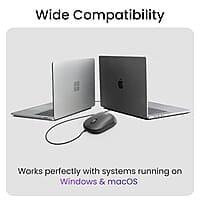 Ambrane Wired USB Mouse, Plug & Play, High Resolution 1600 DPI Optical Sensor, 3-Button Design, Clickable Scroll Wheel, Ambidextrous, Ergonomic Mouse for Comfortable All-Day Grip