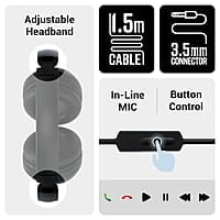 Zebronics BOOM Wired Headphone, Over Ear, in-Line MIC, Foldable, 1.5 meter Cable, for 3.5mm (Mobile | Tablet | Laptop | MAC), Soft Cushion, 40mm Drivers