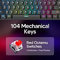 Storm Mechanical Gaming Keyboard – 104 Keys, RGB Backlit, customizable lighting, durable switches, anti-ghosting technology, ergonomic design, perfect for gamers and typists alike, plug and play.