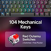 Storm Mechanical Gaming Keyboard – 104 Keys, RGB Backlit, customizable lighting, durable switches, anti-ghosting technology, ergonomic design, perfect for gamers and typists alike, plug and play.
