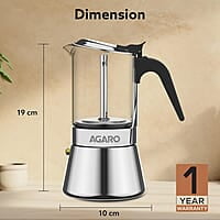 AGARO Imperial Moka Pot, Stovetop & Induction, Espresso Coffee, 240 Ml