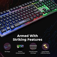 Coconut K17 Slam Wired Membrane Gaming Keyboard – Full Size 104 Keys | Rugged Iron Top | Backlit | 1.5m Braided Cable | Plug & Play | Gaming for Windows & Mac