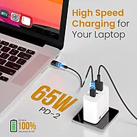 Portronics Adapto 65M 65W Triple Port GaN Fast Charger | Dual Type-C PD + USB-A White