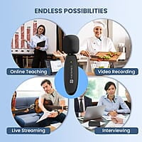 Portronics Dash 7 Omnidirectional 8 Pin Wireless Microphone, Noise Cancellation, Plug & Play, Lapel Wireless Mic