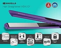 Havells HS4101 Ceramic Plates Fast Heat up Hair Straightener, Straightens & Curls, Suitable for all Hair Types