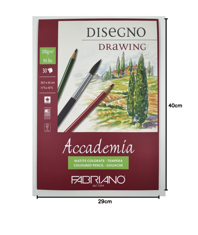 FABRIANO ACCADEMIA DRAWING PAD 200gsm 11x16 inch 90gsm A3 FABRIANO ACCADEMIA DRAWING PAD 200gsm 11x16 inch 90gsm A3