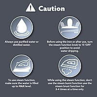 AGARO Regal Steam Iron, 1200W, Ceramic Coated Sole Plate, Fast Heating, 360 degree 00 Ml Water Tank