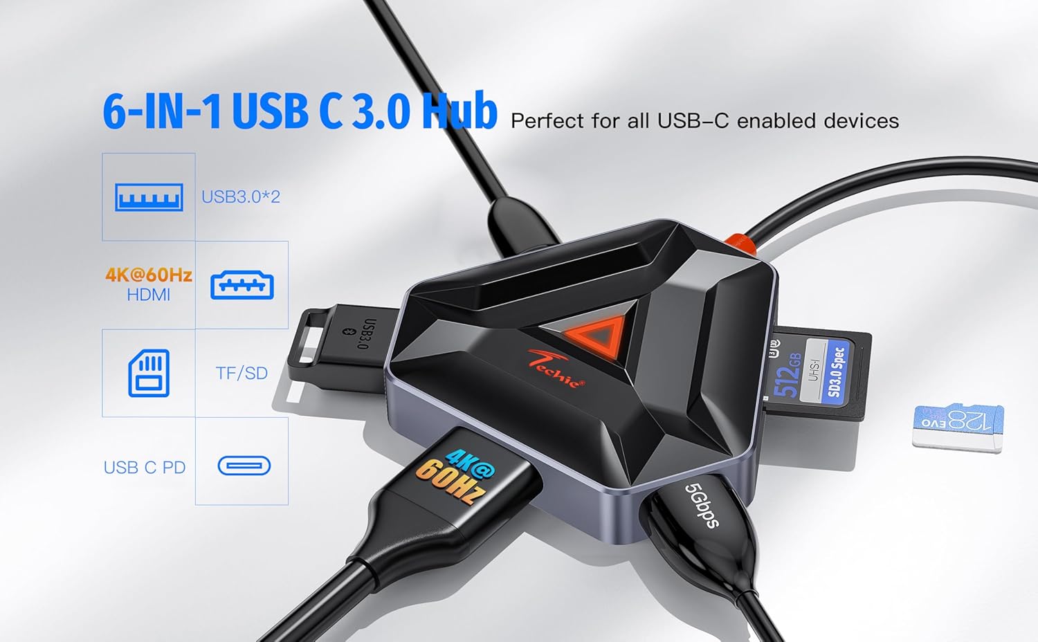 Techie 6 in 1 Type C Hub - HUBTC4