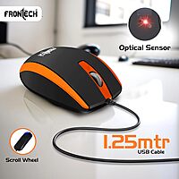 Frontech MS-0046 – Wired optical mouse with 1000 DPI, ergonomic design, and smooth tracking for accurate and comfortable daily use.