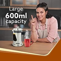 AGARO Crystal French Press Coffee Maker, 600 ML, 4 Level Filtration System, 304 Grade Stainless Steel