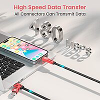 Portronics Procharge 4 Cable – 60W, 4-in-1, Red+Black. Charge multiple devices simultaneously with this versatile cable. Durable design, fast charging, and stylish colors make it a must-have!