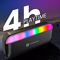 Portronics Plugs 3 Bluetooth Speaker – 15W | BT 5.3 | MIC | RGB | USB & SD | Black | 1 Year Warranty