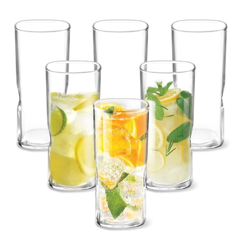 Treo By Milton Gripper Glass Tumbler Set of 6, 295 ml Each, Transparent | Dishwasher Safe | Serve Juices | Cold Drinks | Milkshake | Falooda | Water | Cocktails | Mixed Drinks