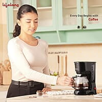 Lifelong Drip Coffee Maker for 5 Cups - Coffee Machine with Water Level Indicator, 750ml Borosilicate Carafe Glass Jar of 600W