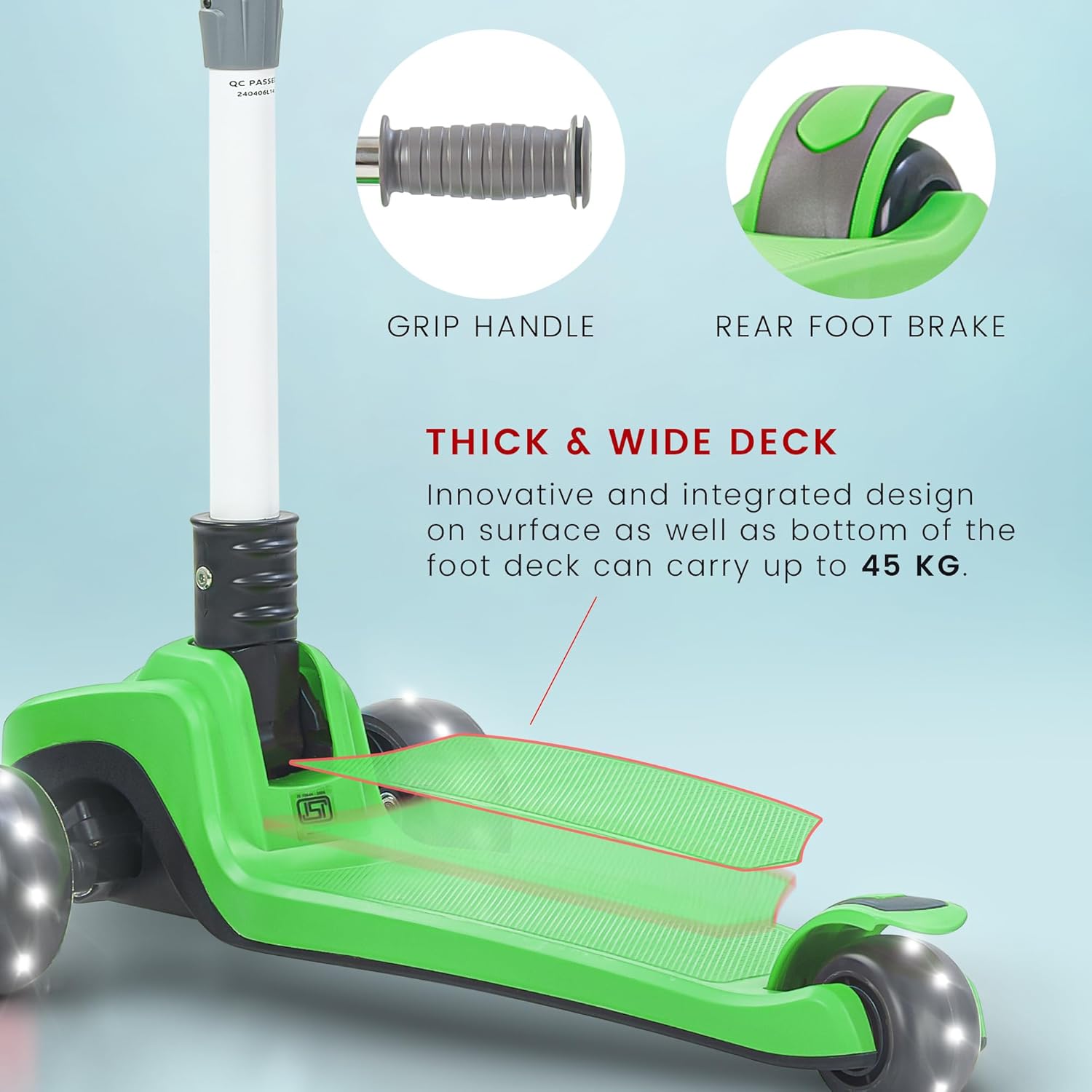 Baybee Phantom Skate Scooter for Kids, Foaldble 3 Wheel Kids Scooter with 3 Height Adjustable- Green Baybee Phantom Skate Scooter for Kids, Foaldble 3 Wheel Kids Scooter with 3 Height Adjustable- Green