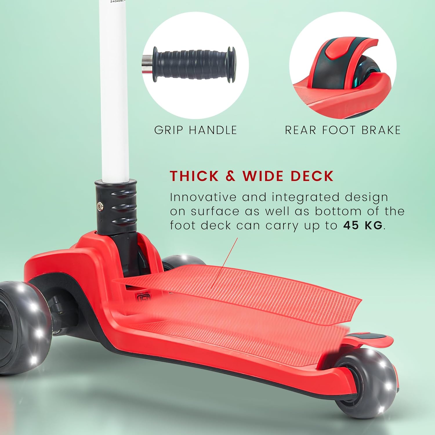 Baybee Phantom Skate Scooter for Kids, Foaldble 3 Wheel Kids Scooter with 3 Height Adjustable- Red Baybee Phantom Skate Scooter for Kids, Foaldble 3 Wheel Kids Scooter with 3 Height Adjustable- Red