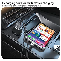 Portronics 43W Dual Output Car Charger 25W Type-C PD + 18W USB Fast Charging Black