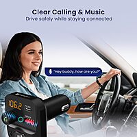 Portronics Auto 10 | Bluetooth Car Receiver | Fast charging | Stream music & hands-free calls | Dual USB ports | Compact design.