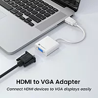 Portronics DigiBridge White – HDMI To VGA Converter, 1080p, Compact Plug-And-Play