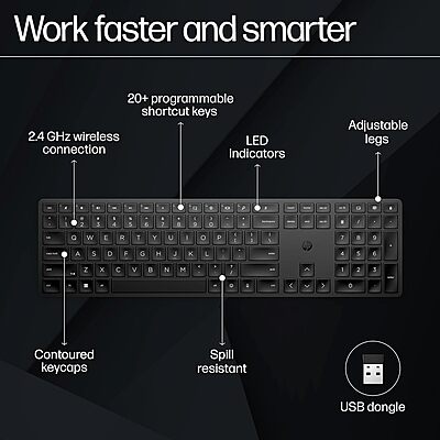 Open Box HP 450 Programmable Wireless Laptop Keyboard Open Box HP 450 Programmable Wireless Laptop Keyboard