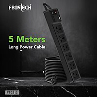 Frontech FT-0867 Surge Guard Power Strip – Durable Multi-Outlet Protection for Home & Office