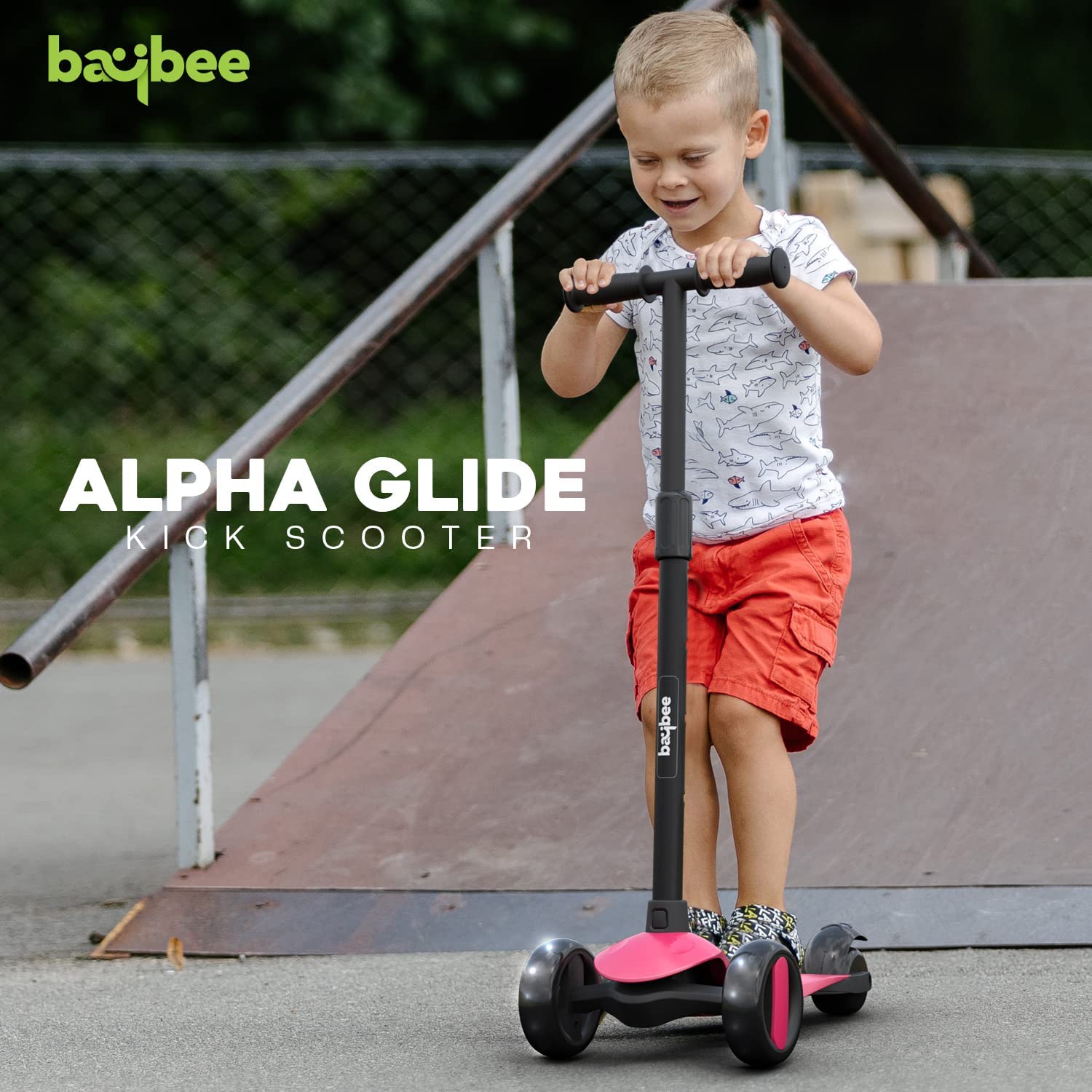Baybee Alpha Glide Kick Scooter for Kids- Pink Baybee Alpha Glide Kick Scooter for Kids- Pink