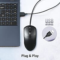 ZEBRONICS Byte Wired Optical Mouse with 3 Buttons, High Precision, 1000 DPI, Works on Most Surfaces, Plug & Play, USB Interface, 1.3m Cable Length