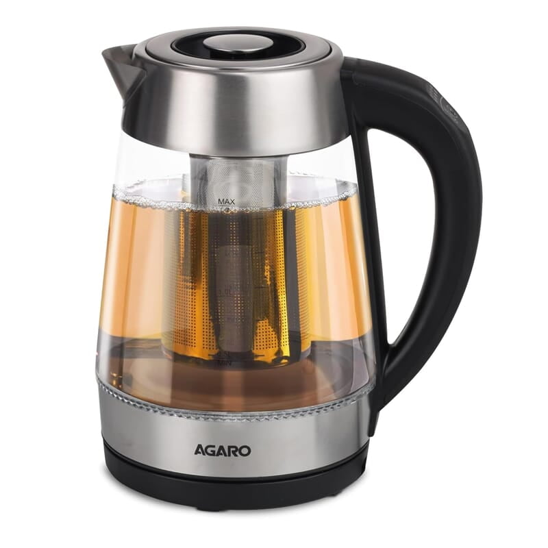 AGARO Supreme Electric Glass Kettle With Tea & Coffee Infuser, 1.7 liter, Borosilicate Glass Body 1850W