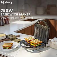 Lifelong LLSM120G Sandwich Griller, Classic Pro 750 W Sandwich Maker with 4 Slice Non-Stick Fixed Plates