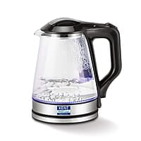 KENT 16023 Electric Glass Kettle 1.7 L | 1500W | Stainless Steel Heating Plate | Borosilicate Glass Body | Boil Drying Protection | 360° Rotating Base
