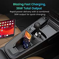 Portronics 36W Car Charger | Dual Port USB-A & Type-C PD | Fast charging for smartphones & tablets | Compact design | Overload protection | Ideal for travel | Compatible with all devices.