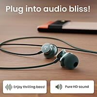 Ambrane Type C Wired in Ear Earphones with in-Line Mic for Clear Calling,1.2M Cable,10Mm Dynamic Drivers for Boostedbass,Control Buttons for iPhone 15,Samsung&Type C Devices Stringz 38C