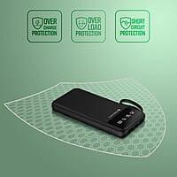 ZEBRONICS MB10000S6 Power Bank, 10000 mAh, 12W, 5 x Outputs - Dual USB A | Type C | Micro USB | Lightning, Built in I/O Cables, Mobile Holder, Percentage Display, Carry Loop