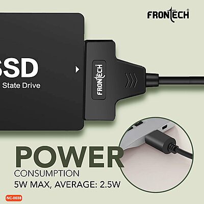 Frontech NC-0038 USB 3.0 to SATA adapter enables fast data transfer from SATA HDD/SSD to USB—perfect for backups and drive access.