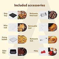 AGARO Elite Air Fryer For Home,14.5L,Rotisserie Convection Oven,1700 watts,Electric Oven,16 Preset Menus