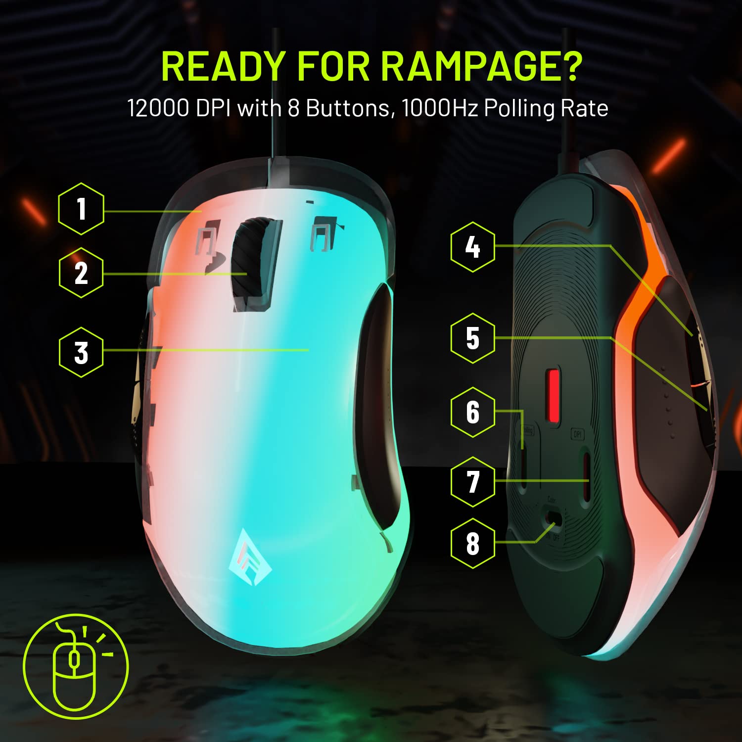 Archer Tech Lab Recurve 400 Transparent Wired Mouse