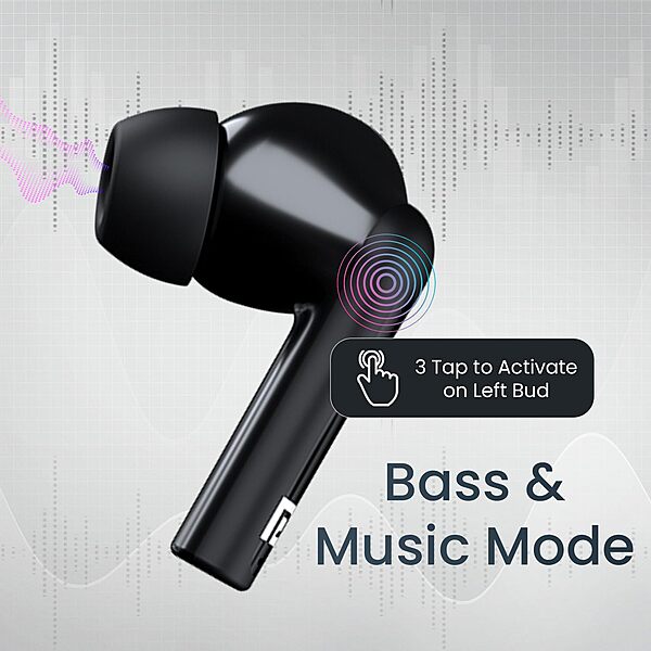 Portronics Twins S6 – TWS Earbuds, 50H Playtime, Black. Enjoy seamless connectivity, deep bass, and crystal-clear sound. Perfect for music lovers and on-the-go lifestyles. Grab yours now!