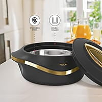 MILTON Pearl Inner Stainless Steel Regular Set of 3 (860 ml, 1.27 Litre, 1.96 Litre), Black