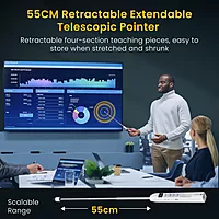 Portronics SlideMate 2 Wireless Presenter – Black. This sleek device features a built-in laser pointer, USB receiver, and ergonomic design, perfect for seamless presentations and easy navigation.