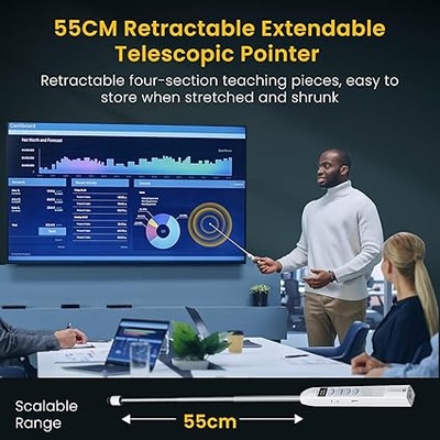 Portronics SlideMate 2 Wireless Presenter Remote with Rechargeable Battery, Slide Changer Buttons, USB Receiver, Telescopic Extendable Pointer Stylus, Presentation Pen for Laptops & PC (White) Portronics SlideMate 2 Wireless Presenter Remote with Rechargeable Battery, Slide Changer Buttons, USB Receiver, Telescopic Extendable Pointer Stylus, Presentation Pen for Laptops & PC (White)