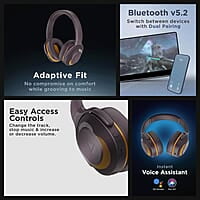 boAt Rockerz 425 Bluetooth Wireless On Ear Headphones Signature Sound, ENx Tech, ASAP Charge, 25H Playtime, Bluetooth V5.2, Dual Pairing with Mic