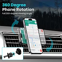 Portronics Mogun 4 Magnetic Car Phone Holder – AC Vent Mount | 360° Rotation | Strong Grip | Black