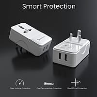 Portronics Adapto III Dual USB Adapter with AC Socket